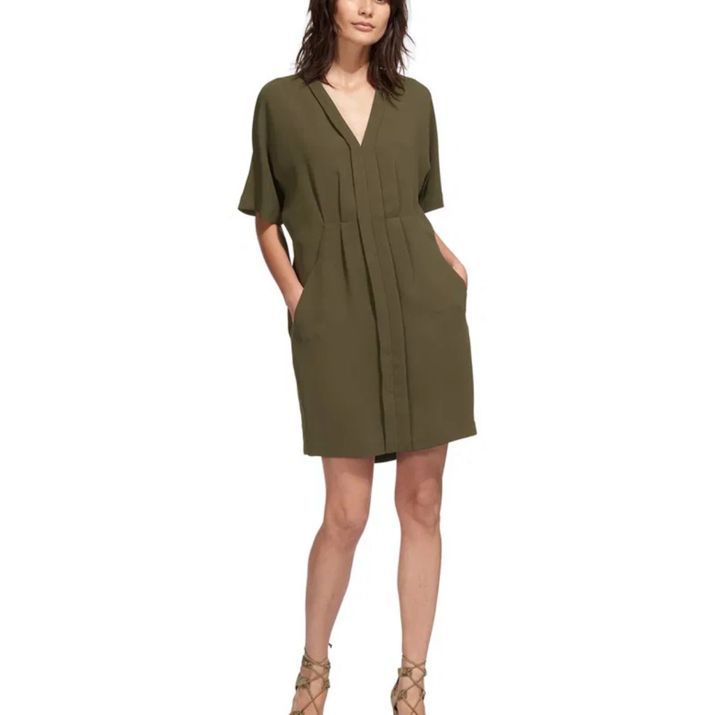 Whistles Eloise V-Neck Dress In Chocolate Brown